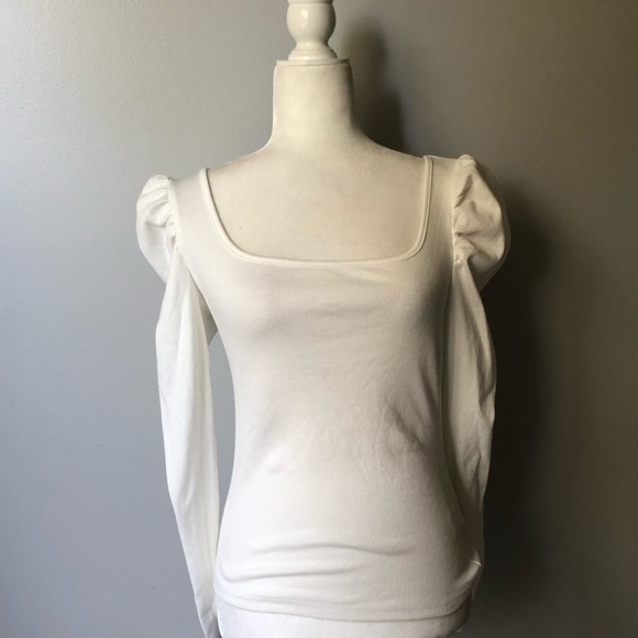 🔹New🔹White Volume Sleeve Top - Picture 5 of 6